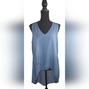 INC Denim Asymmetrical Sleeveless Top